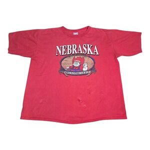 Vintage 1992 Nebraska Cornhuskers T-Shirt Red XXL Made in USA Big Logo Husker VR